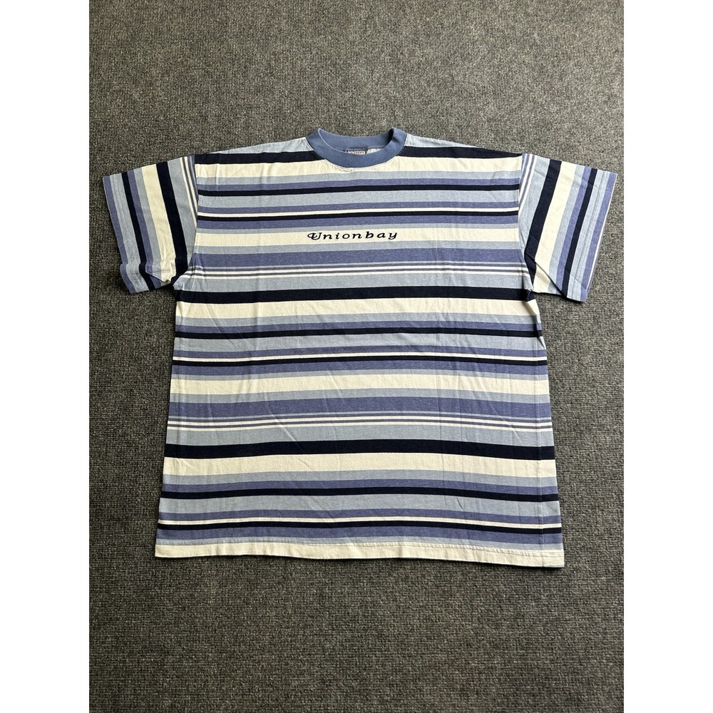 Men's 90s Unionbay Striped T-Shirt Made in USA Boxy, Size 2XL